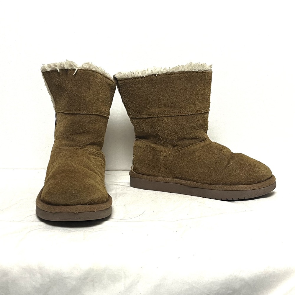 Koolaburra by UGG Kids Aribel Short Boots Chestnut Suede Side Zip Size 1